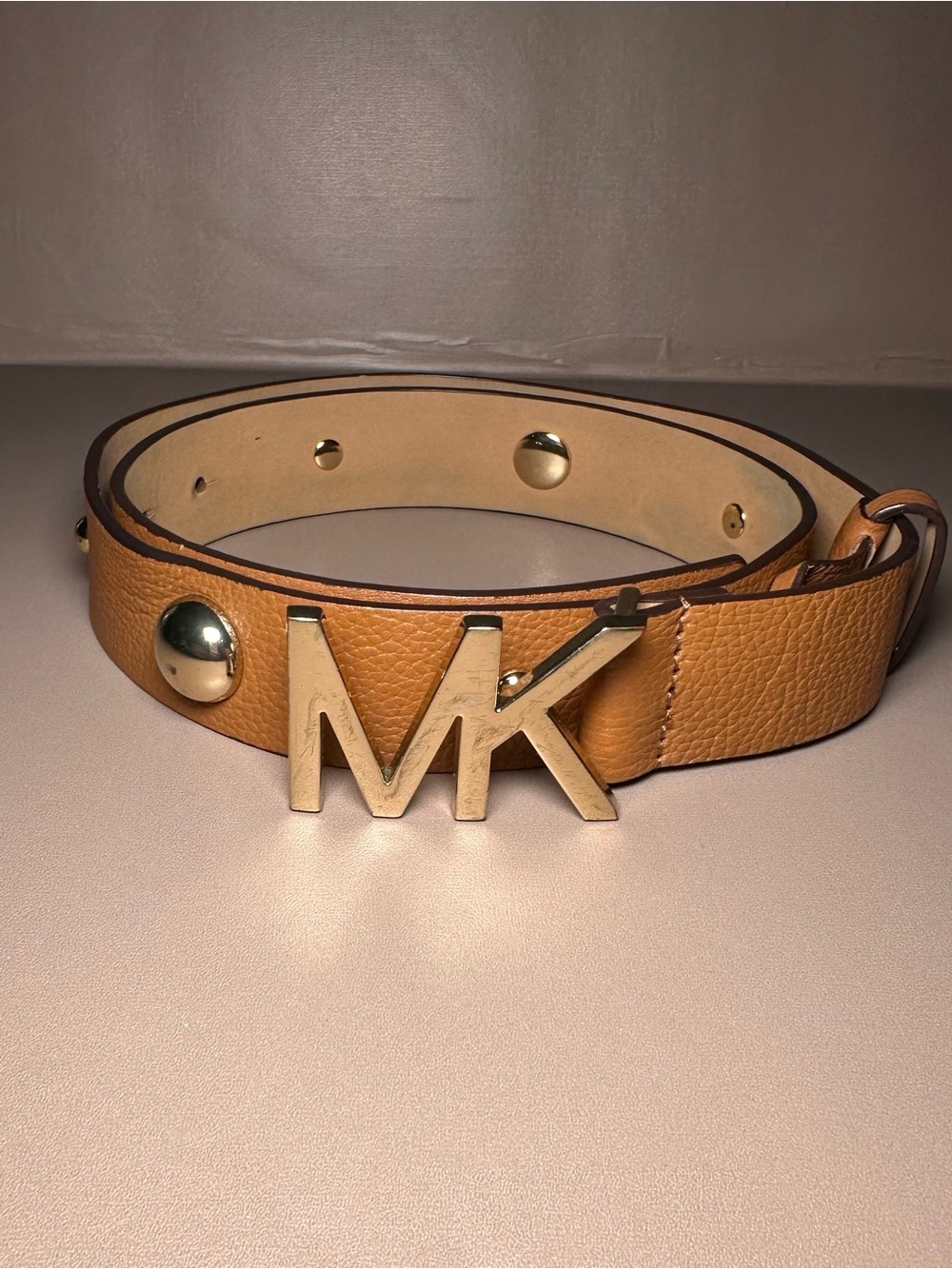 Michael Kors Tan Leather Belt Bag with Gold MK Buckle